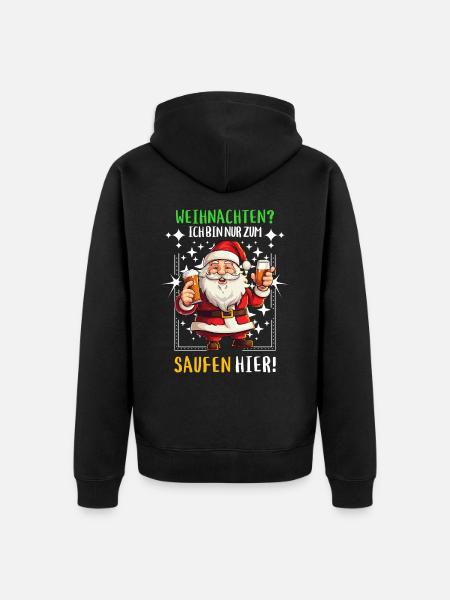 Christmas Claus Beer Drinking Alcohol - Unisex Premium Organic Zip Hoodie - black