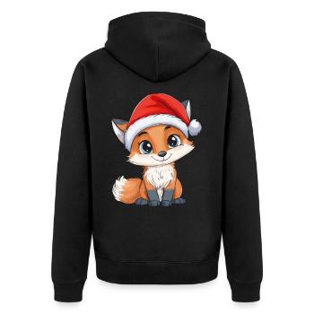 Fuchs Weihnachten Süß Niedlich Xmas Weihnachtlich - Unisex Premium Bio Zip Hoodie - Schwarz - Hinten - Nico (187cm)