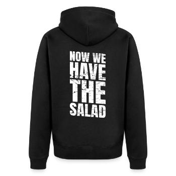 Now We Have The Salad - Unisex Premium Organic Zip Hoodie - black - Back - Nico (187cm)
