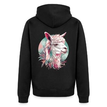 Alpaga Lama Nature animale Zoo Andes Inca Art coloré - Veste à capuche bio Premium Unisexe - noir - Dos - Nico (187cm)