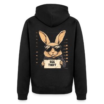 Hase Eierdieb Osterhase Mugshot Polizeifoto Ostern - Unisex Premium Bio Zip Hoodie - Schwarz - Hinten - Nico (187cm)