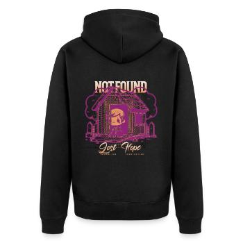 Error 404_ Motivation Not Found - Unisex Premium Organic Zip Hoodie - black - Back - Nico (187cm)
