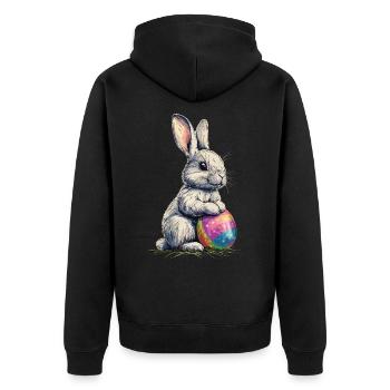 Lapin de Pâques mignon et câlin avec un œuf de Pâques coloré - Veste à capuche bio Premium Unisexe - noir - Dos - Nico (187cm)