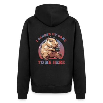 I Paused My Game To Be Here Funny GamerJoke - Unisex Premium Organic Zip Hoodie - black - Back - Nico (187cm)