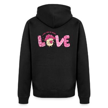 Champignon de cœur d’amour en couples amoureux disant la Saint-Valentin - Veste à capuche bio Premium Unisexe - noir - Dos - Nico (187cm)
