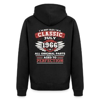 56th Birthday Born 1966 July Gifts Men - Unisex Premium Organic Zip Hoodie - black - Back - Nico (187cm)