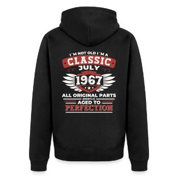 55e anniversaire Né en 1967 Juillet Cadeaux Hommes - Veste à capuche bio Premium Unisexe - noir - Dos - Nico (187cm)