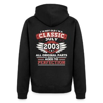 19th Birthday Vintage 2003 July Gifts Men - Unisex Premium Organic Zip Hoodie - black - Back - Nico (187cm)