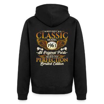 Born in 1963 Classic Birthday Gift Men - Unisex Premium Organic Zip Hoodie - black - Back - Nico (187cm)