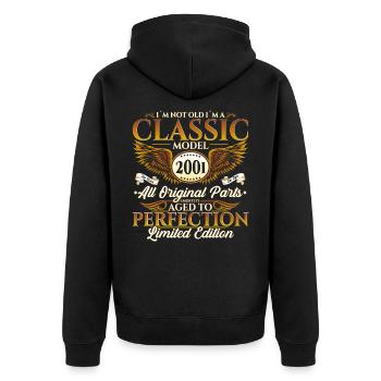 Né 2001 21ème anniversaire Cadeau Hommes Fun - Veste à capuche bio Premium Unisexe - noir - Dos - Nico (187cm)