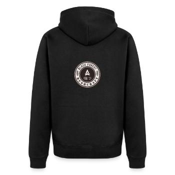 Black Forest Bushcraft - Unisex Premium Organic Zip Hoodie - black - Back - Nico (187cm)