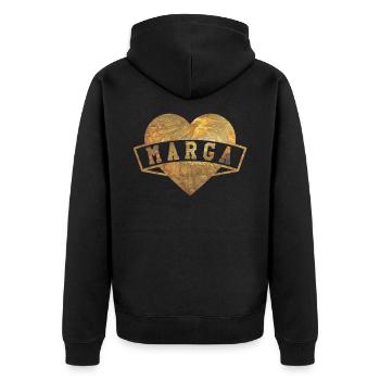 Marga Hearts Gold - Veste à capuche bio Premium Unisexe - noir - Dos - Nico (187cm)