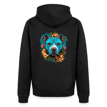American Staffordshire Terrier - Unisex Premium Organic Zip Hoodie - black - Back - Nico (187cm)