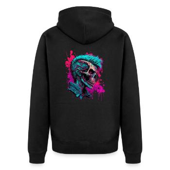 Crâne de zombie rave - Veste à capuche bio Premium Unisexe - noir - Dos - Nico (187cm)