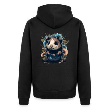 Lustiges Meerschweinchen - Unisex Premium Bio Zip Hoodie - Schwarz - Hinten - Nico (187cm)