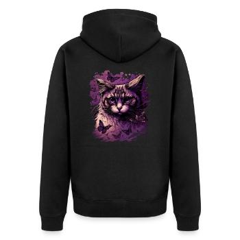 Maine-Coon-Katze - Unisex Premium Bio Zip Hoodie - Schwarz - Hinten - Nico (187cm)