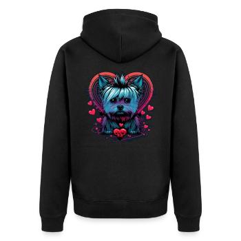 Yorkshire Terrier with heart - Unisex Premium Organic Zip Hoodie - black - Back - Nico (187cm)