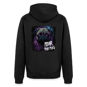 Fear the Pug - Unisex Premium Organic Zip Hoodie - black - Back - Nico (187cm)