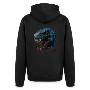 T-Rex hat schlechte Laune - Unisex Premium Bio Zip Hoodie - Schwarz - Hinten - Nico (187cm)