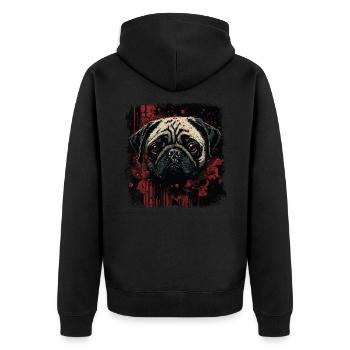 Scary Pug - Unisex Premium Organic Zip Hoodie - black - Back - Nico (187cm)