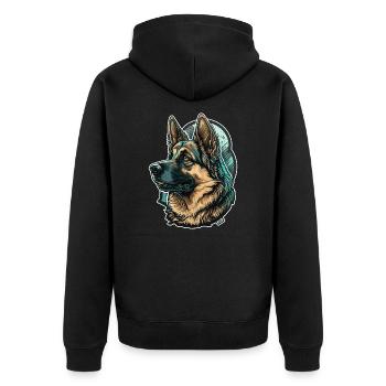 Majestic German shepherd - Unisex Premium Bio Zip Hoodie - Schwarz - Hinten - Nico (187cm)