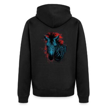 Zebra - Unisex Premium Bio Zip Hoodie - Schwarz - Hinten - Nico (187cm)