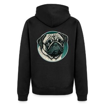 Kleiner Mops - Unisex Premium Bio Zip Hoodie - Schwarz - Hinten - Nico (187cm)