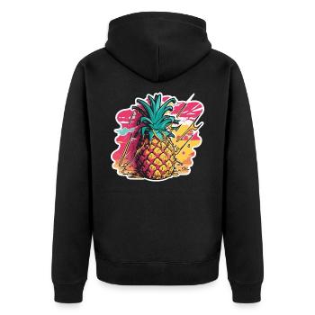 Ananas Obst - Unisex Premium Bio Zip Hoodie - Schwarz - Hinten - Nico (187cm)