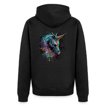 Rainbow Unicorn - Unisex Premium Organic Zip Hoodie - black - Back - Nico (187cm)