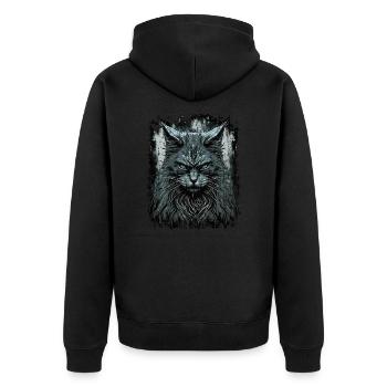 Maine-Coon-Katze - Unisex Premium Bio Zip Hoodie - Schwarz - Hinten - Nico (187cm)