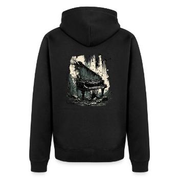 Horrorklavier - Unisex Premium Bio Zip Hoodie - Schwarz - Hinten - Nico (187cm)