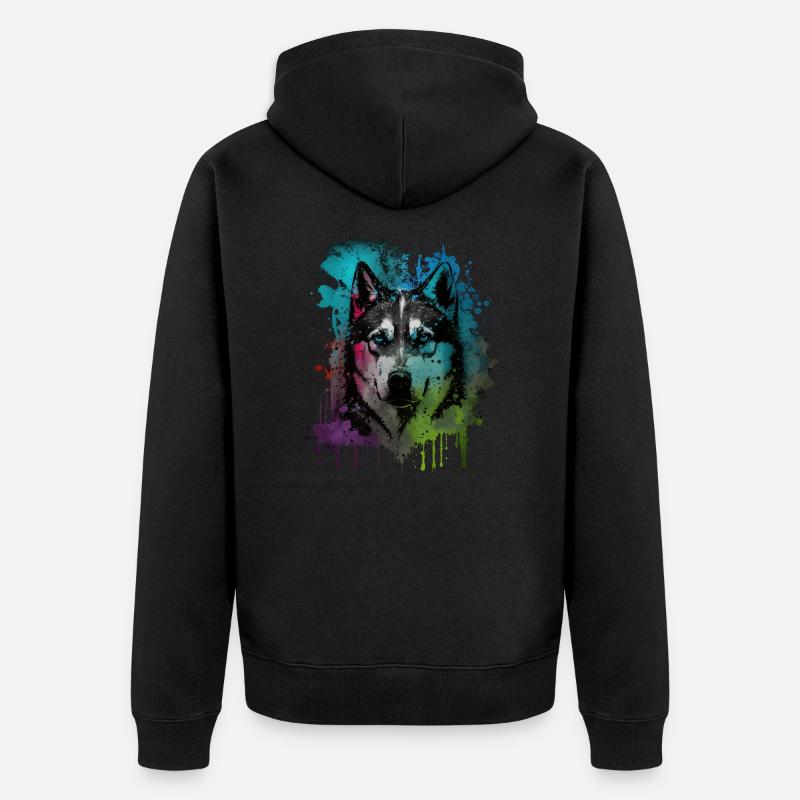 Chien husky - Veste à capuche bio Premium Unisexe - noir