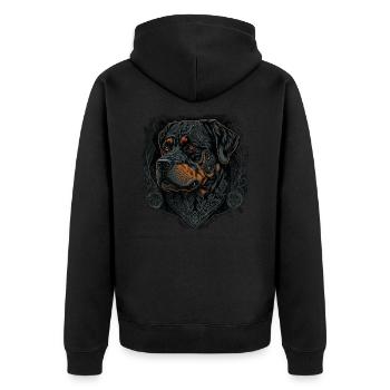 Rottweiler Hund - Unisex Premium Bio Zip Hoodie - Schwarz - Hinten - Nico (187cm)