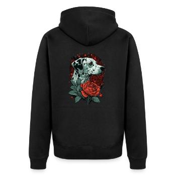Dalmatien avec rose rouge - Veste à capuche bio Premium Unisexe - noir - Dos - Nico (187cm)