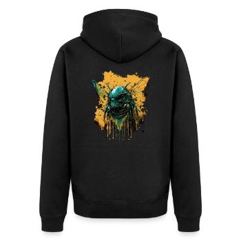 Gruselige Horrorbiene - Unisex Premium Bio Zip Hoodie - Schwarz - Hinten - Nico (187cm)