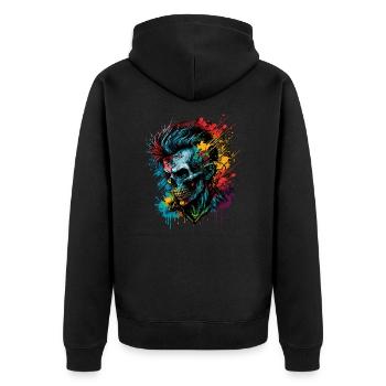 Apocalyptic Rainbow Punk Zombie - Unisex Premium Organic Zip Hoodie - black - Back - Nico (187cm)