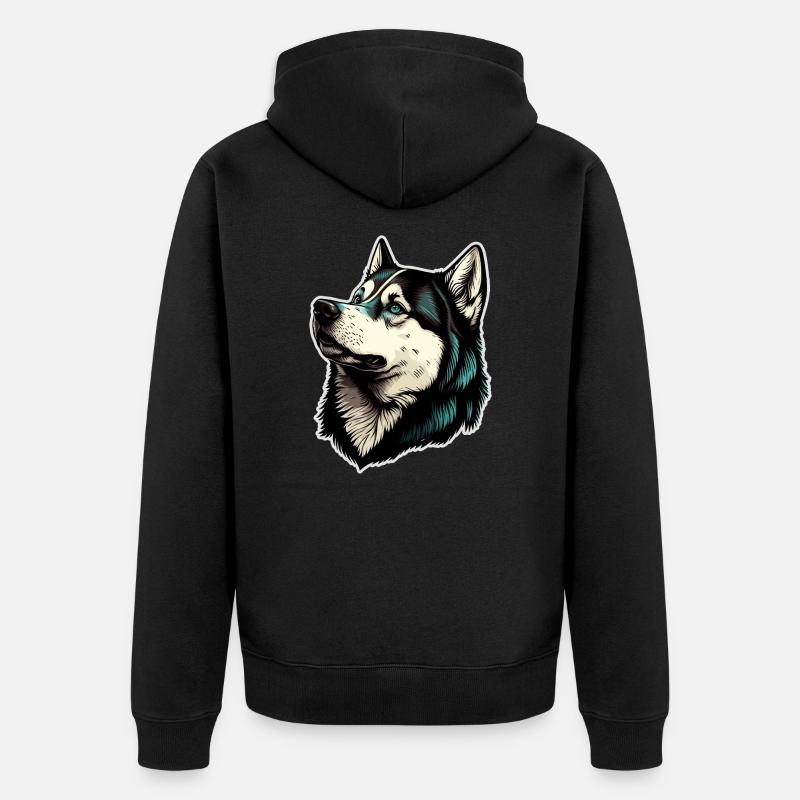 Chien Husky - Veste à capuche bio Premium Unisexe - noir