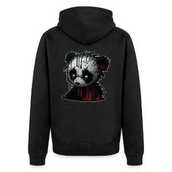 Spooky sad Panda - Unisex Premium Bio Zip Hoodie - Schwarz - Hinten - Nico (187cm)