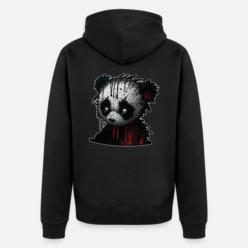 Spooky sad Panda - Unisex Premium Bio Zip Hoodie - Schwarz