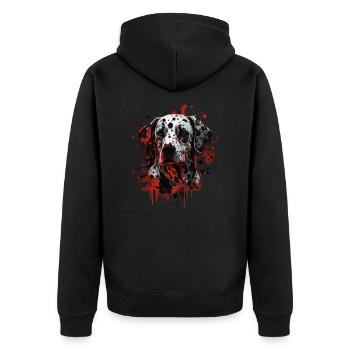 Dalmatiner - Unisex Premium Bio Zip Hoodie - Schwarz - Hinten - Nico (187cm)