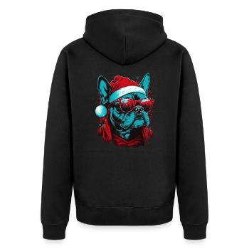 Xmas Santa French - Unisex Premium Organic Zip Hoodie - black - Back - Nico (187cm)