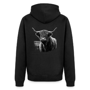 Bovins écossais des Highlands - Veste à capuche bio Premium Unisexe - noir - Dos - Nico (187cm)