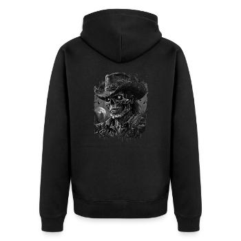 Untoter Cowboy - Unisex Premium Bio Zip Hoodie - Schwarz - Hinten - Nico (187cm)