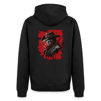 Untoter Cowboy - Unisex Premium Bio Zip Hoodie - Schwarz - Hinten - Nico (187cm)