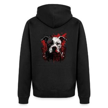 American Staffordshire Terrier Welpe - Unisex Premium Bio Zip Hoodie - Schwarz - Hinten - Nico (187cm)