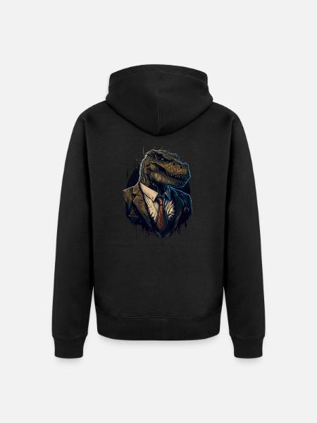 T-Rex Gangsterboss - Unisex Premium Bio Zip Hoodie - Schwarz