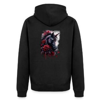 Rose and Unicorn - Unisex Premium Organic Zip Hoodie - black - Back - Nico (187cm)