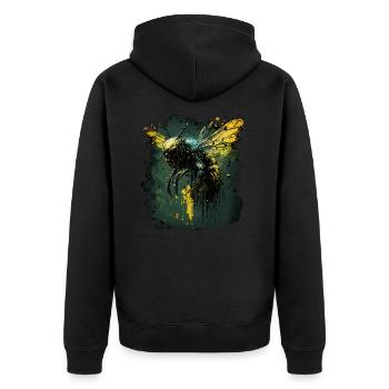 Gruselige Zombie Horrorbiene - Unisex Premium Bio Zip Hoodie - Schwarz - Hinten - Nico (187cm)