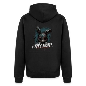 happy creepy easter - Unisex Premium Bio Zip Hoodie - Schwarz - Hinten - Nico (187cm)