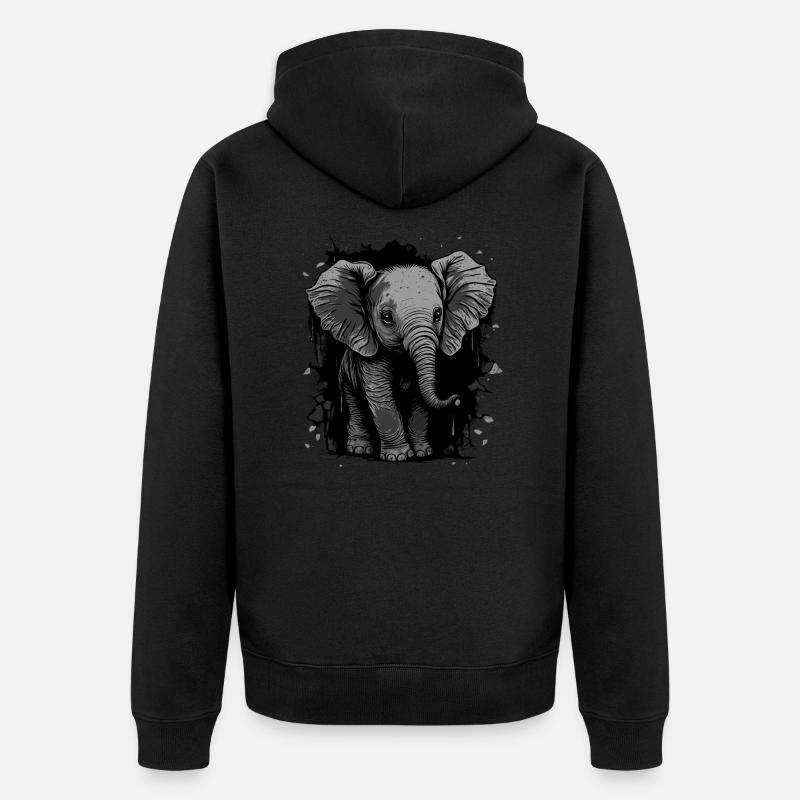Mignon bébé éléphant - Veste à capuche bio Premium Unisexe - noir